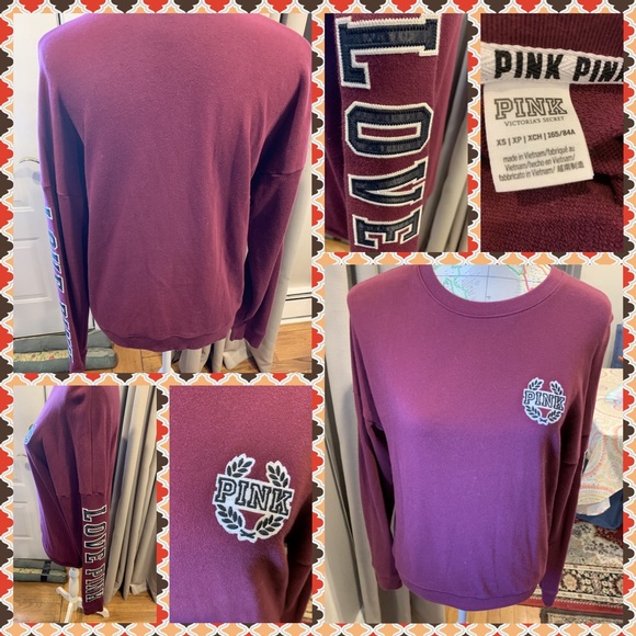 PINK Victoria's Secret Tops - Like New PinkVictoria’Secret Crew Neck Sweatshirt